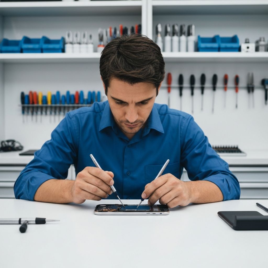 Technicien expert réparant un iPhone à domicile à Lyon